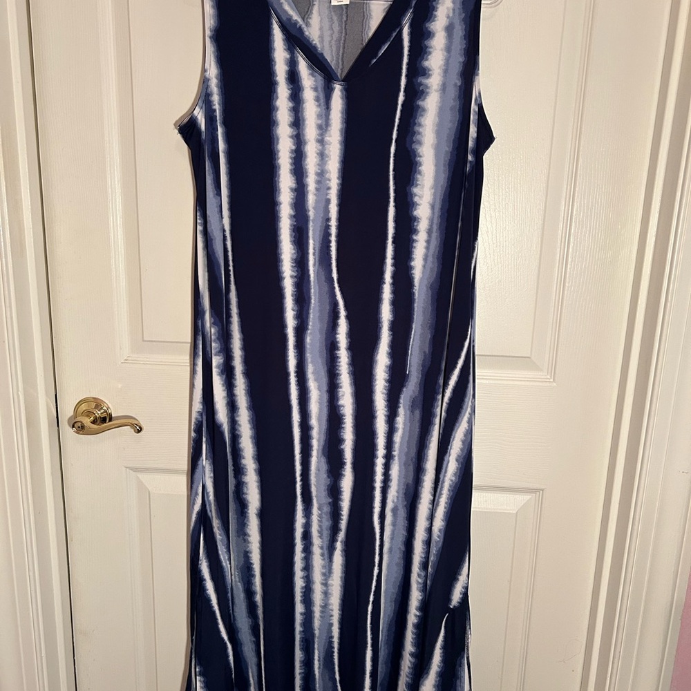 Skye's the Limit Navy and White Striped Maxi Dress